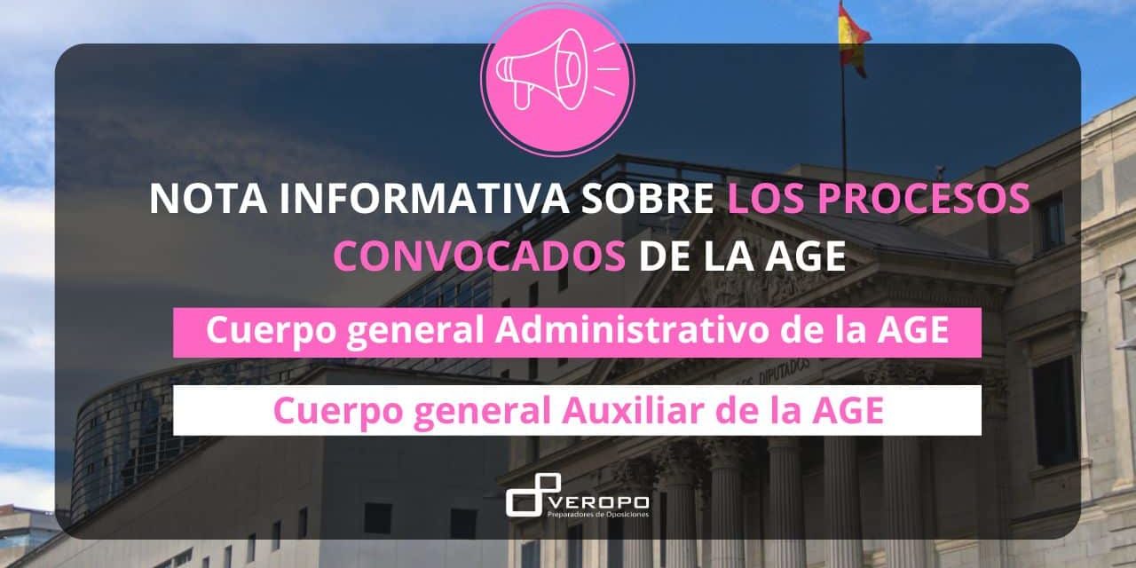 Nota informativa sobre los procesos convocados de la AGE (1)